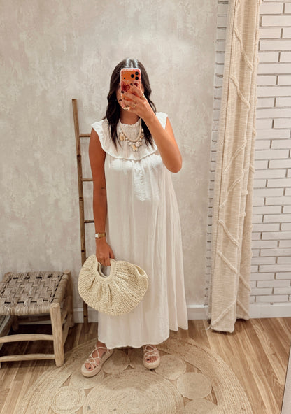 Vestido Comprido Fluido c/gola elegante