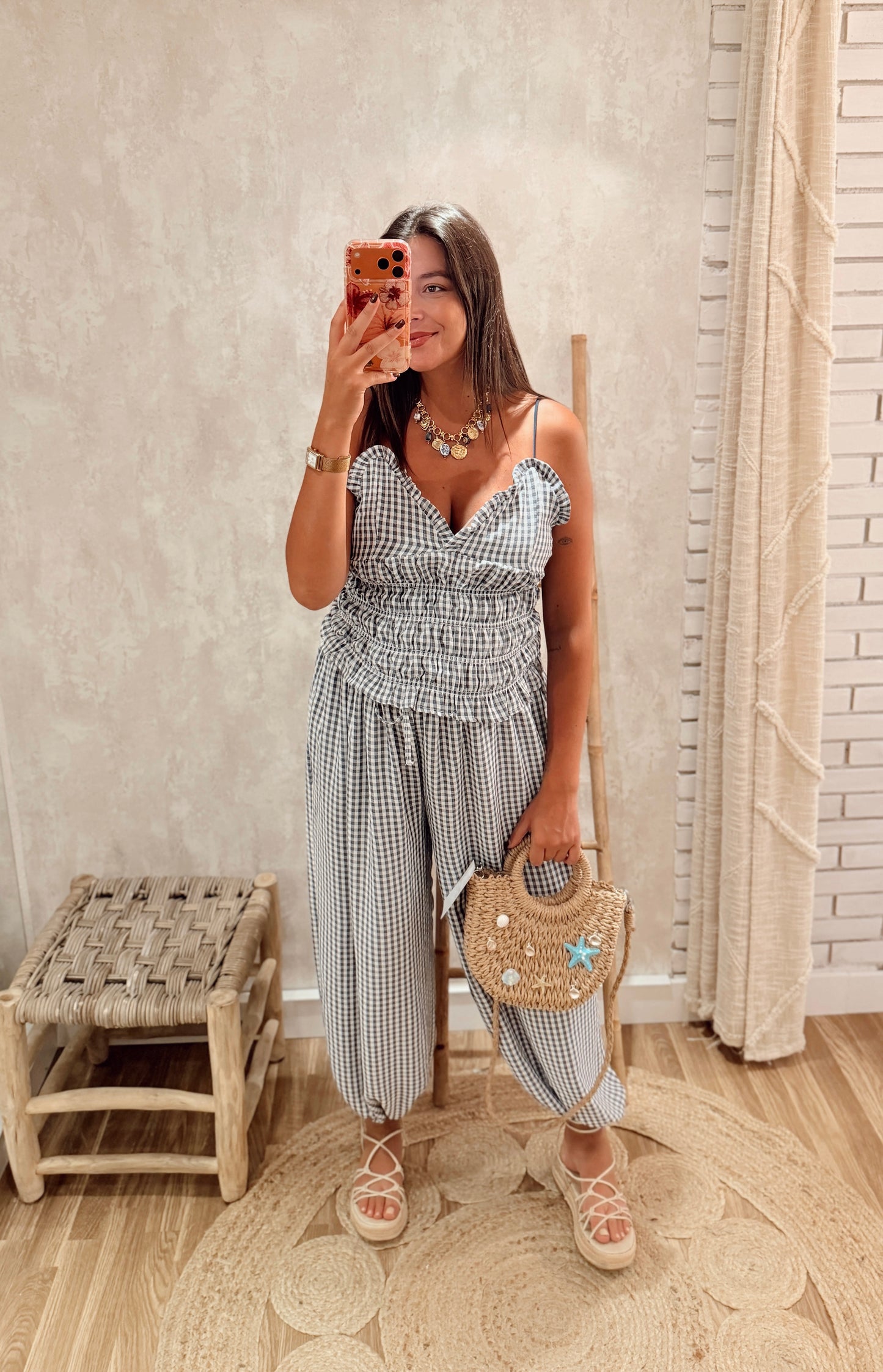 Conjunto Vichy com Calças Balloon