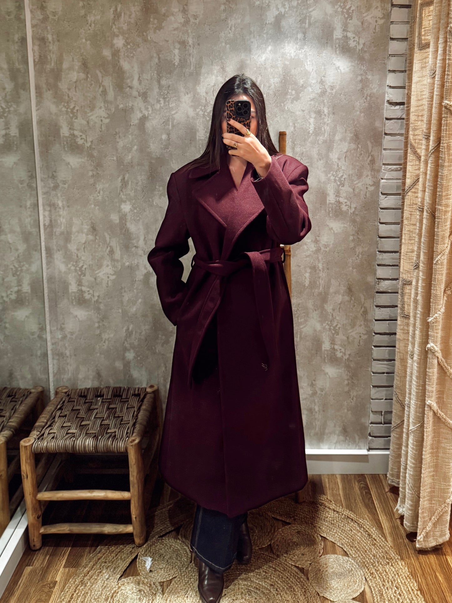 Sobretudo comprido em tecido de fazenda - Lumina