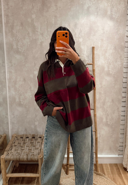 Polo em Malha Oversize – Azeitona & Ameixa