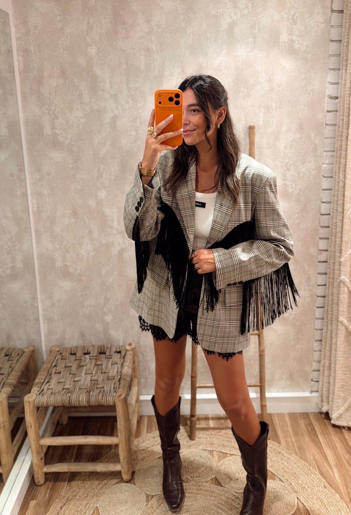 Blazer Xadrez Lumina com Franjas