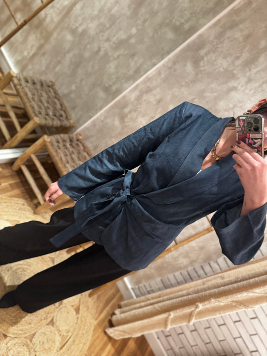 Blazer de ganga escura