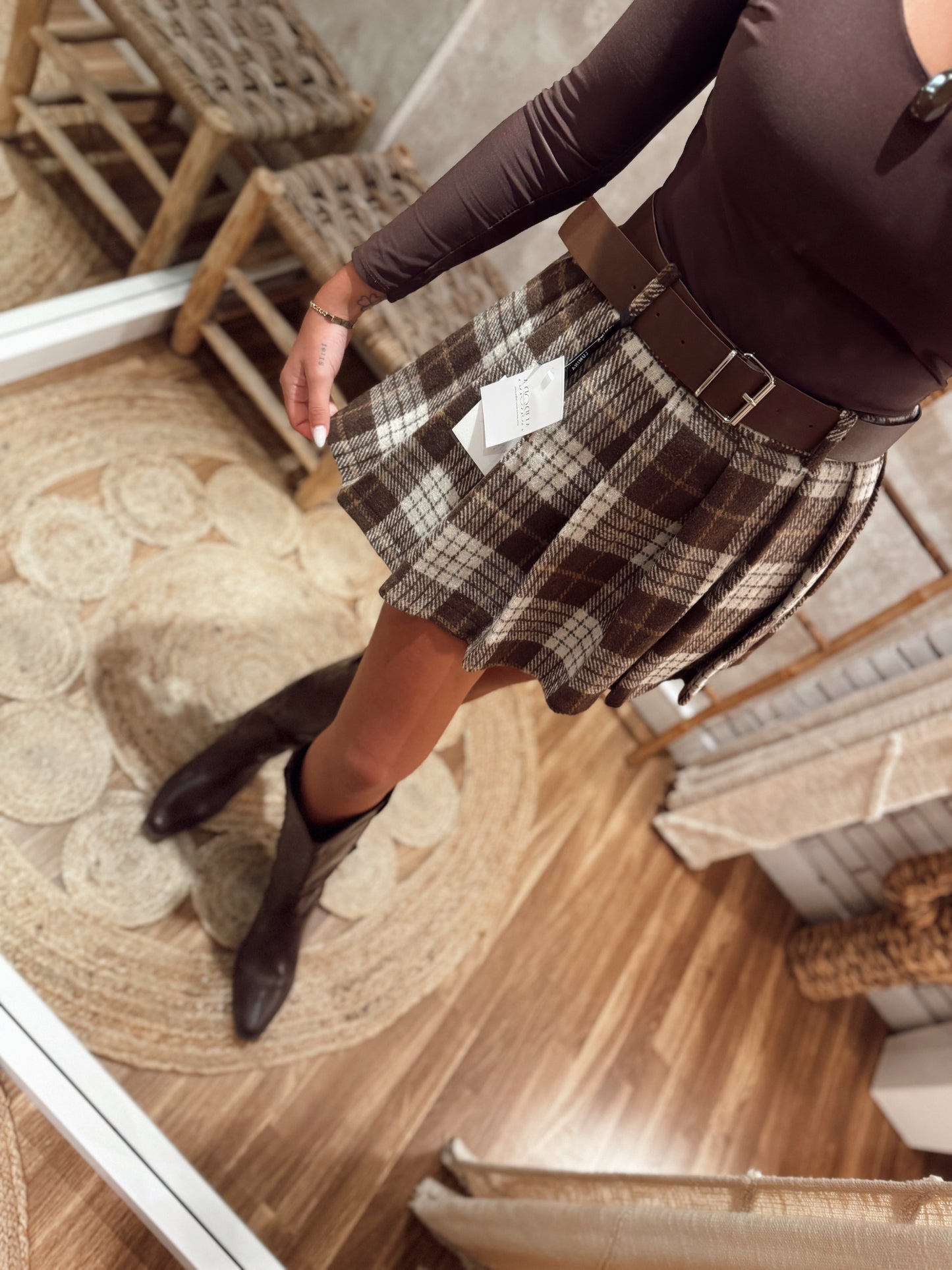 Saia Lumina c/cinto e padrão xadrez