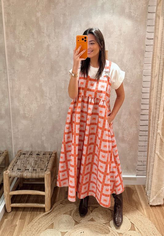 Vestido Jardineira Estampado