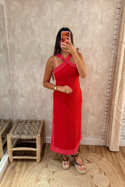 Vestido Midi Bicolor