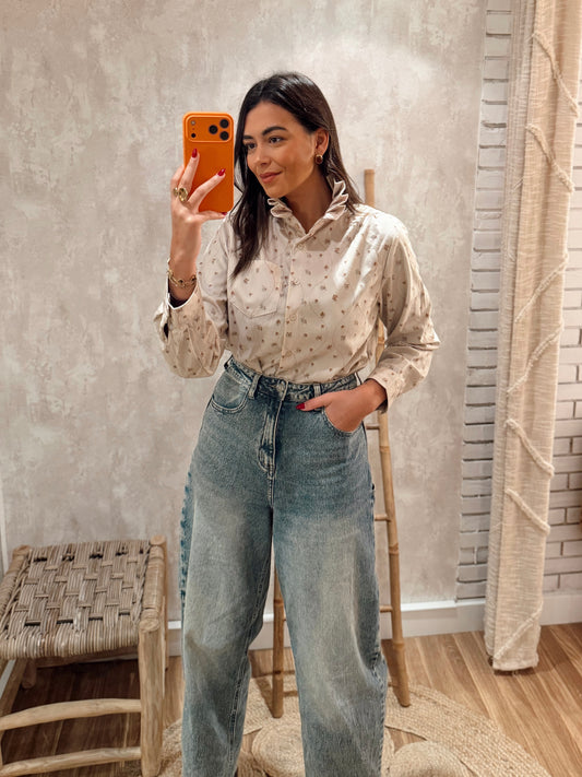 Camiseiro em bombazine c/flor