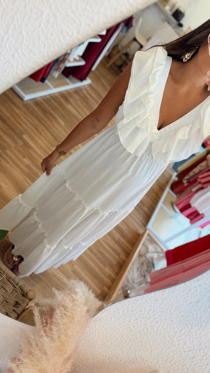 Vestido Longo Folhos