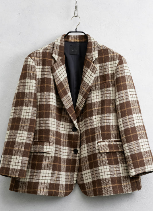 Blazer lumina em xadrez oversized e de corte largo