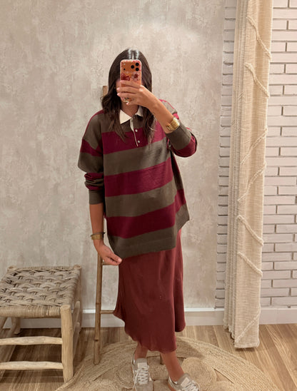 Polo em Malha Oversize – Azeitona & Ameixa