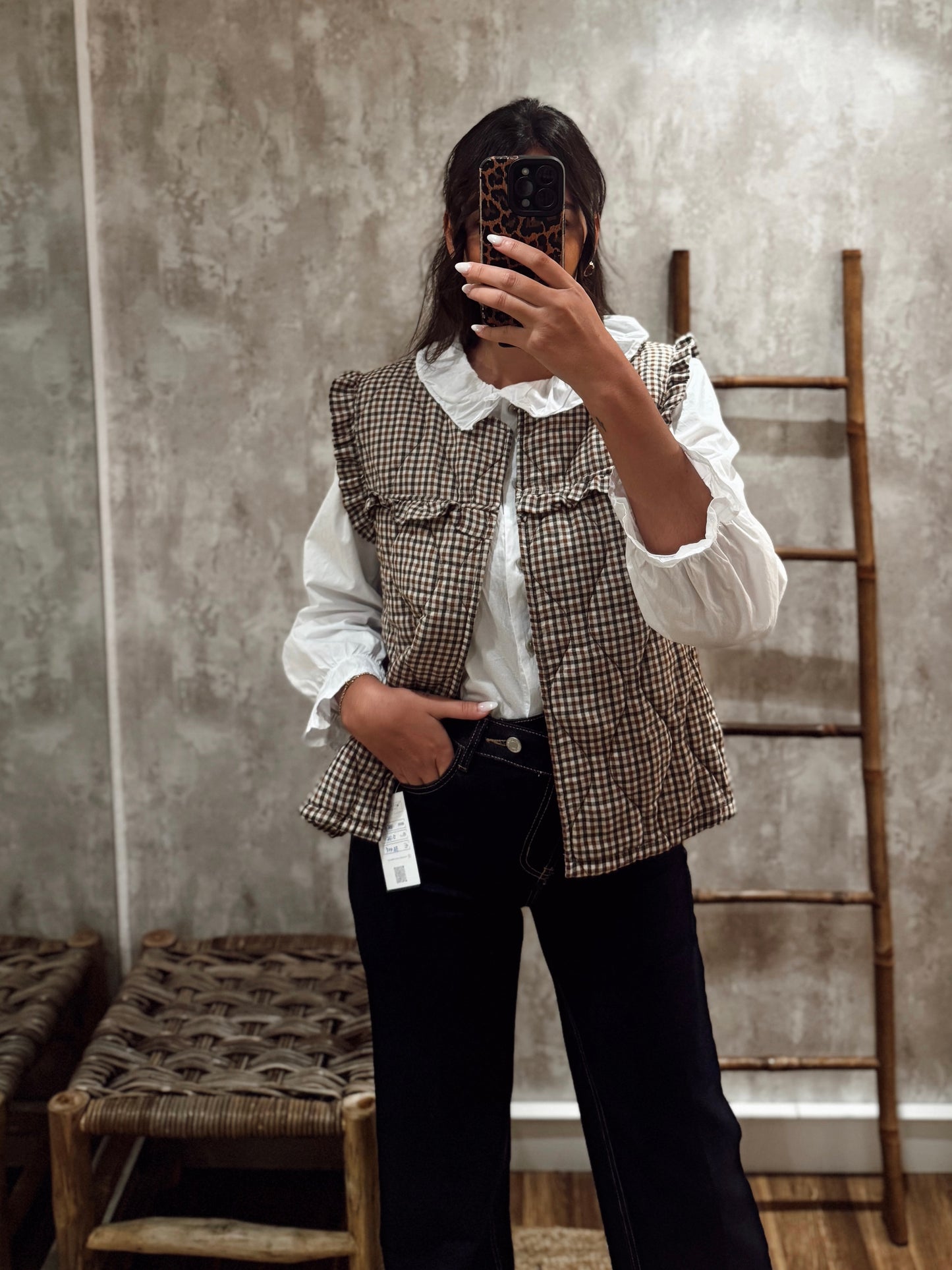 Colete acochado c/padrão quadrados