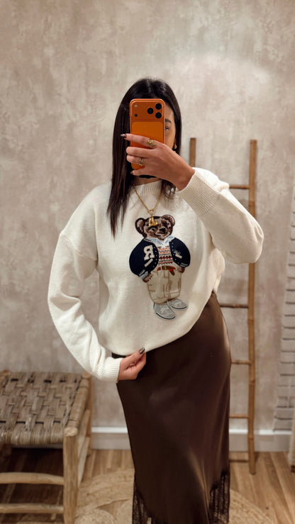 Malha com Ursinho Bordado