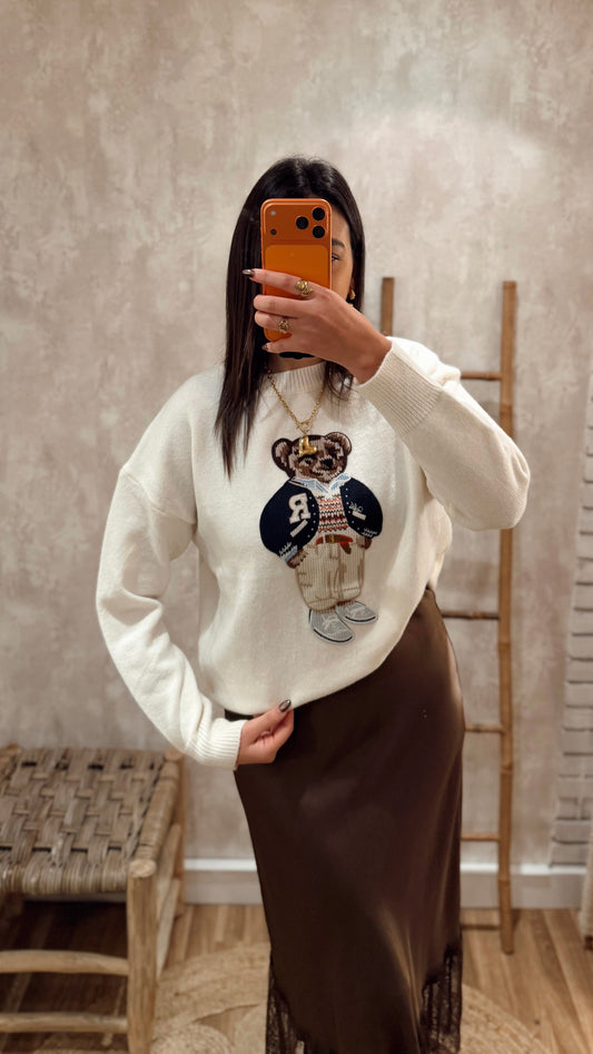 Malha com Ursinho Bordado