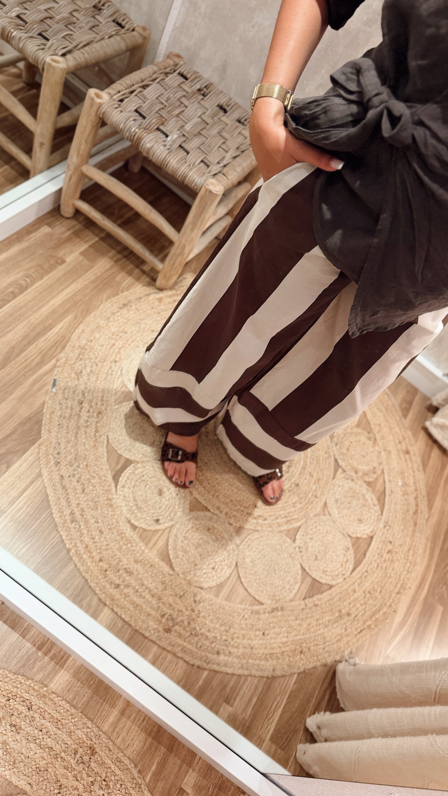 Calça Pantalona Listada