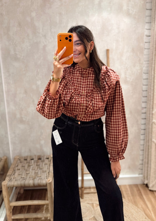 Camisa Xadrez com Folhos
