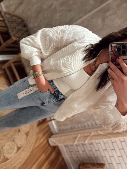 Chaqueta bomber de tul blanco