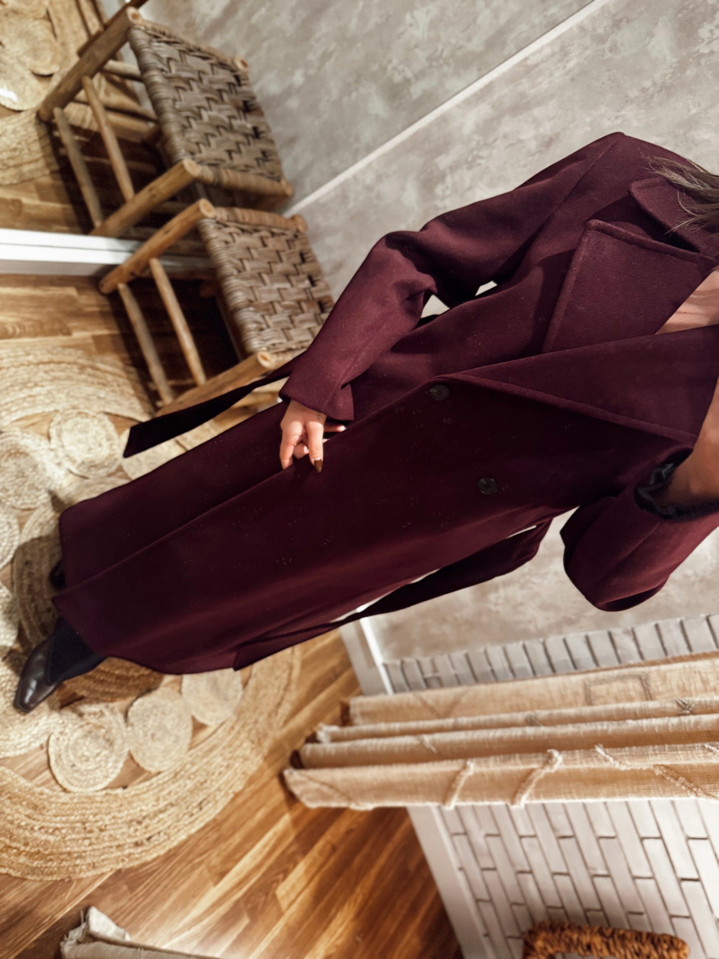 Sobretudo comprido em tecido de fazenda - Lumina