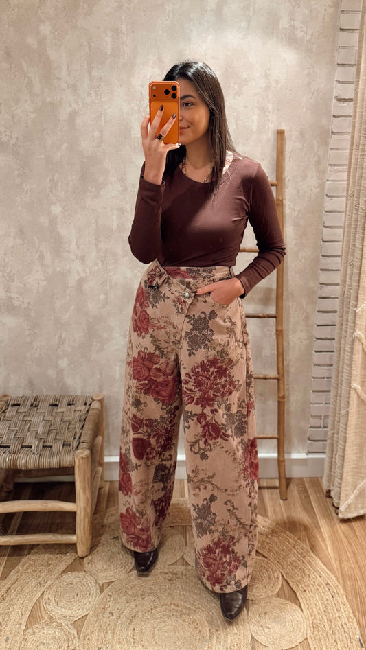 Calça Wide Leg Floral – Lumina