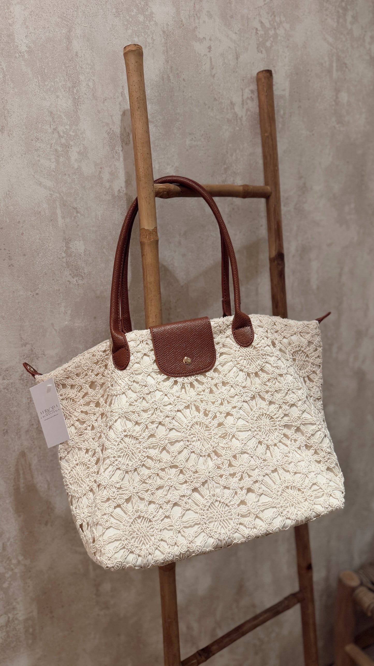 Mala Maxi em croché Camel