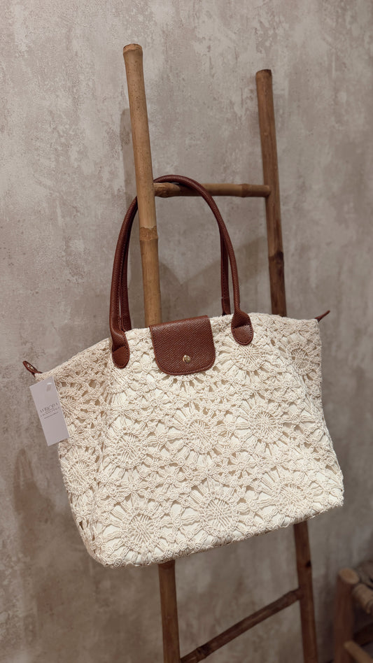 Mala Maxi em croché Camel