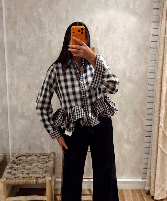 Camisa Xadrez com Folhos