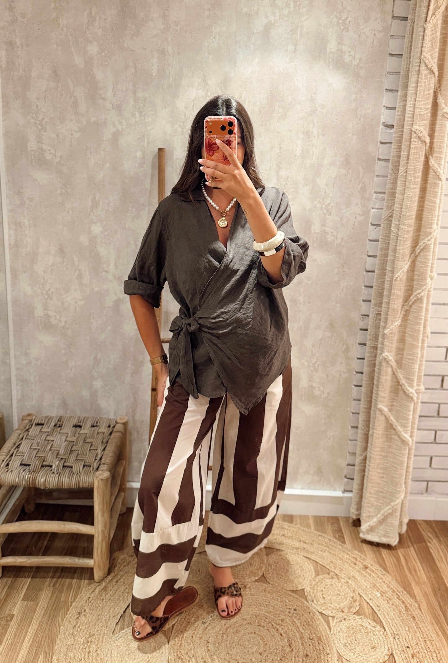 Calça Pantalona Listada