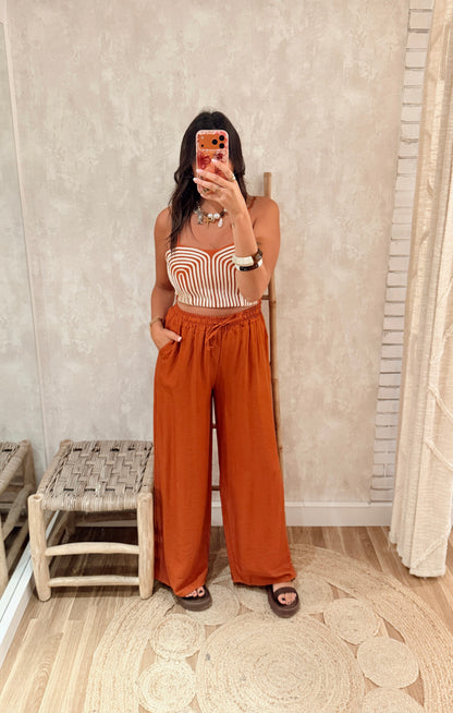 Conjunto Top c/ detalhe de corda  & Calça