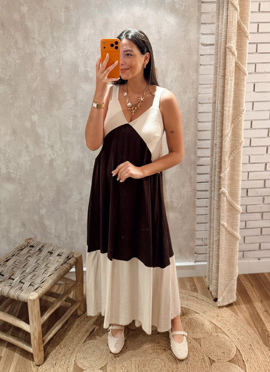 Vestido Fluido Bicolor