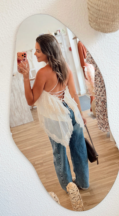 Top c/folhos e renda - Mochy
