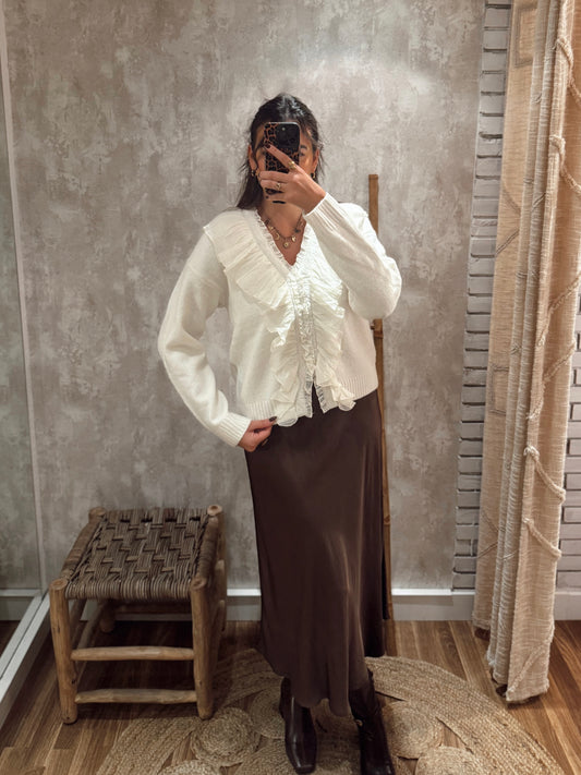 Camisola malha c/folhos