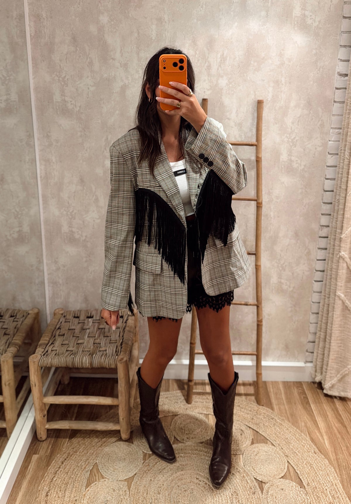 Blazer Xadrez Lumina com Franjas