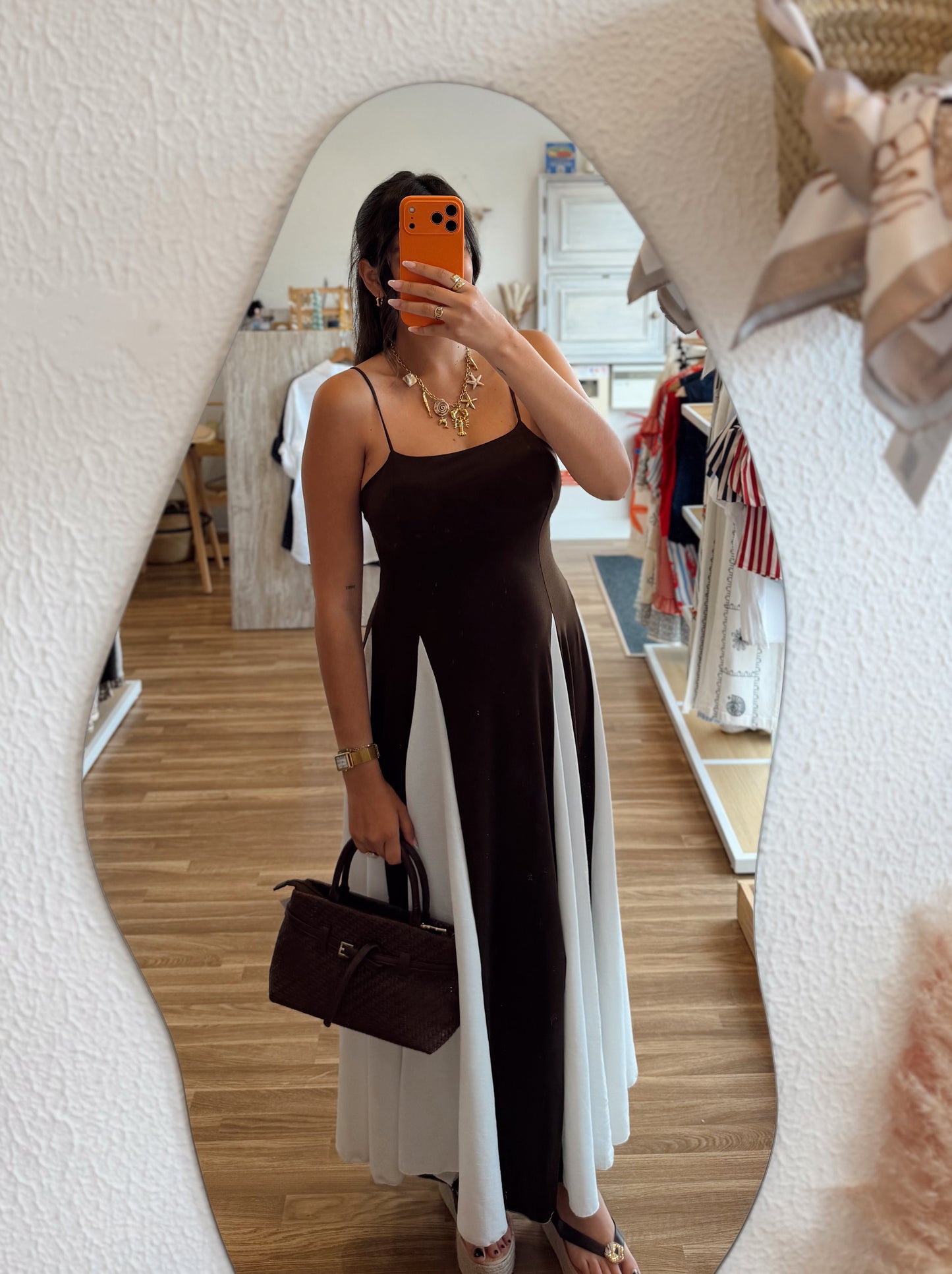 Vestido Comprido Bicolor