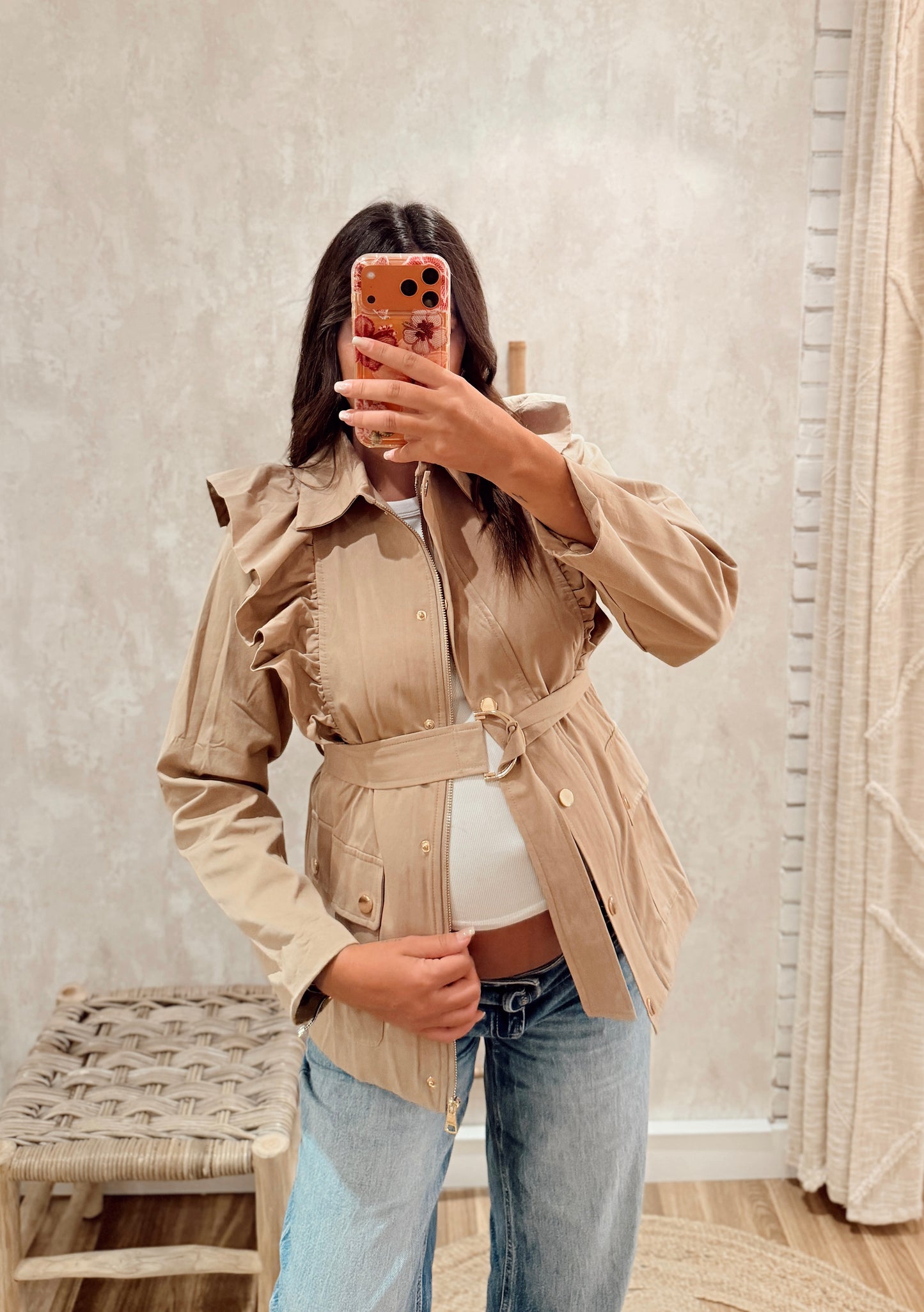 Gabardine com Folhos e Cinto