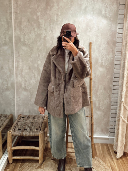 Casaco de pêlo modelo blazer