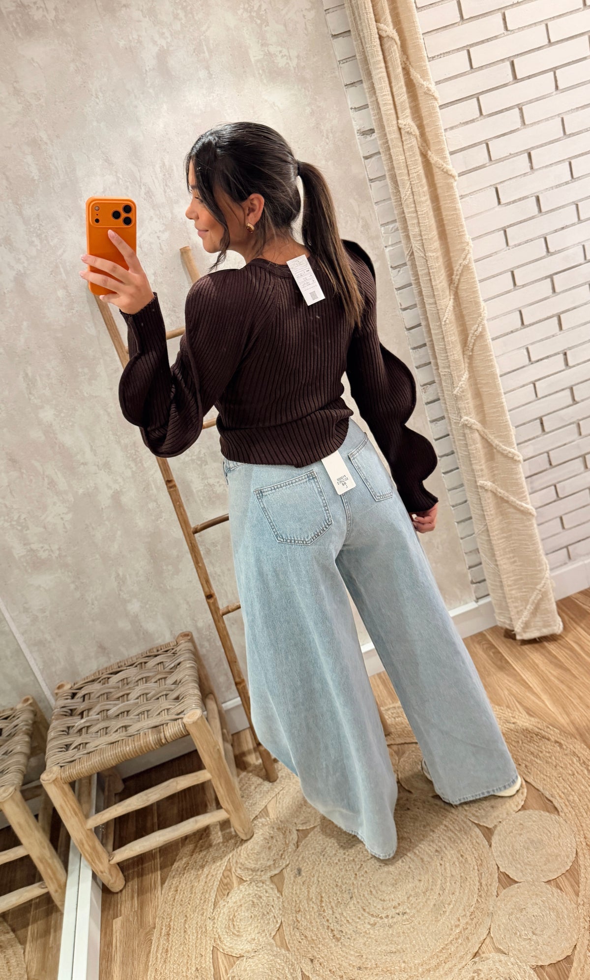 Jeans c/ efeito de sobreposição - Mochy