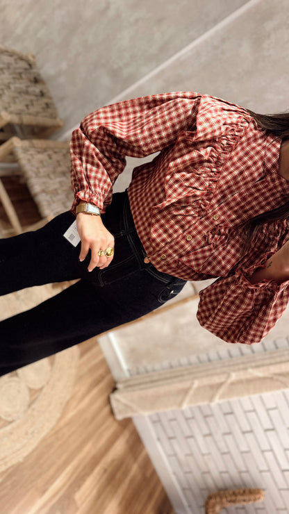 Camisa Xadrez com Folhos