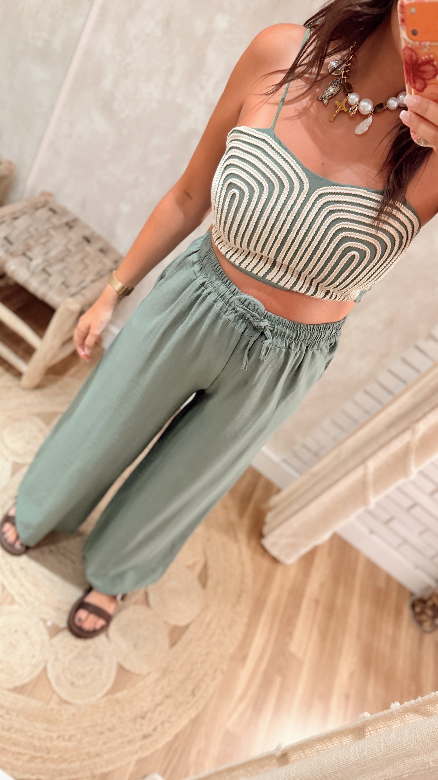 Conjunto Top c/ detalhe de corda  & Calça