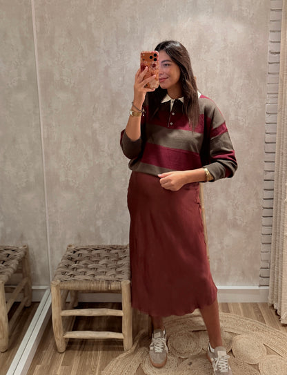 Polo em Malha Oversize – Azeitona & Ameixa