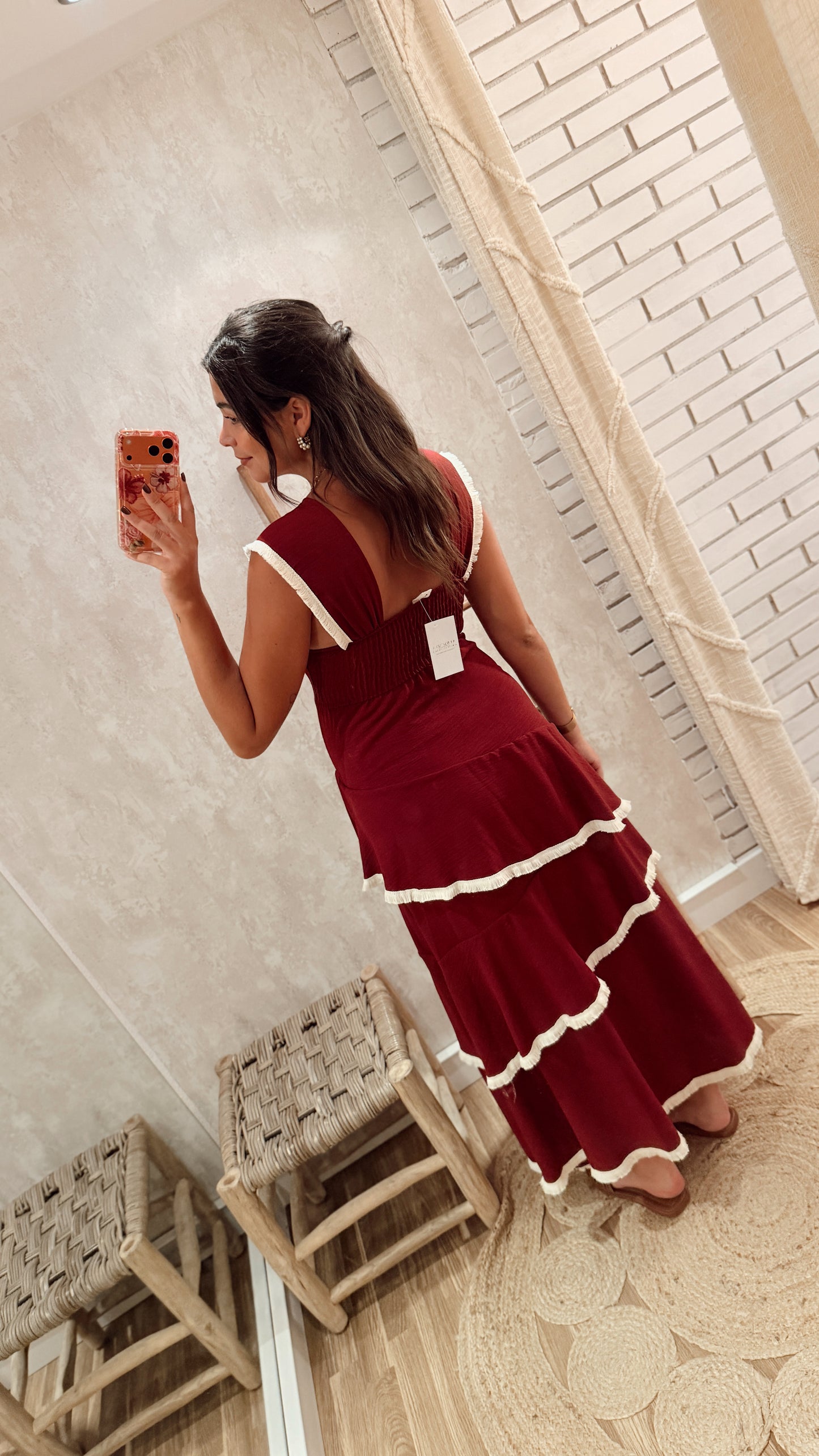 Vestido Comprido  c/ Folhos