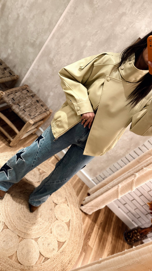 Bomber em Napa Amarelo Manteiga