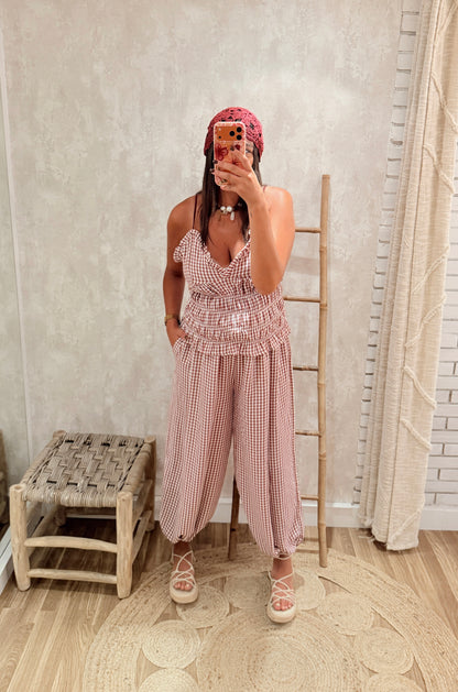 Conjunto Vichy com Calças Balloon